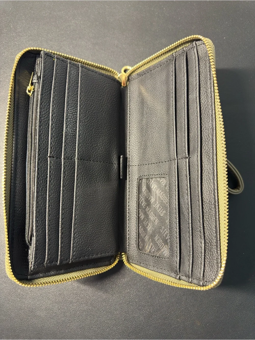 Steve Madden Olive Zip-Around Wristlet with Gold Accent